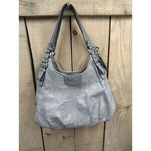 Coach Madison Maggie Stitched Gray Metallic Leather Bag No. F1126-18766